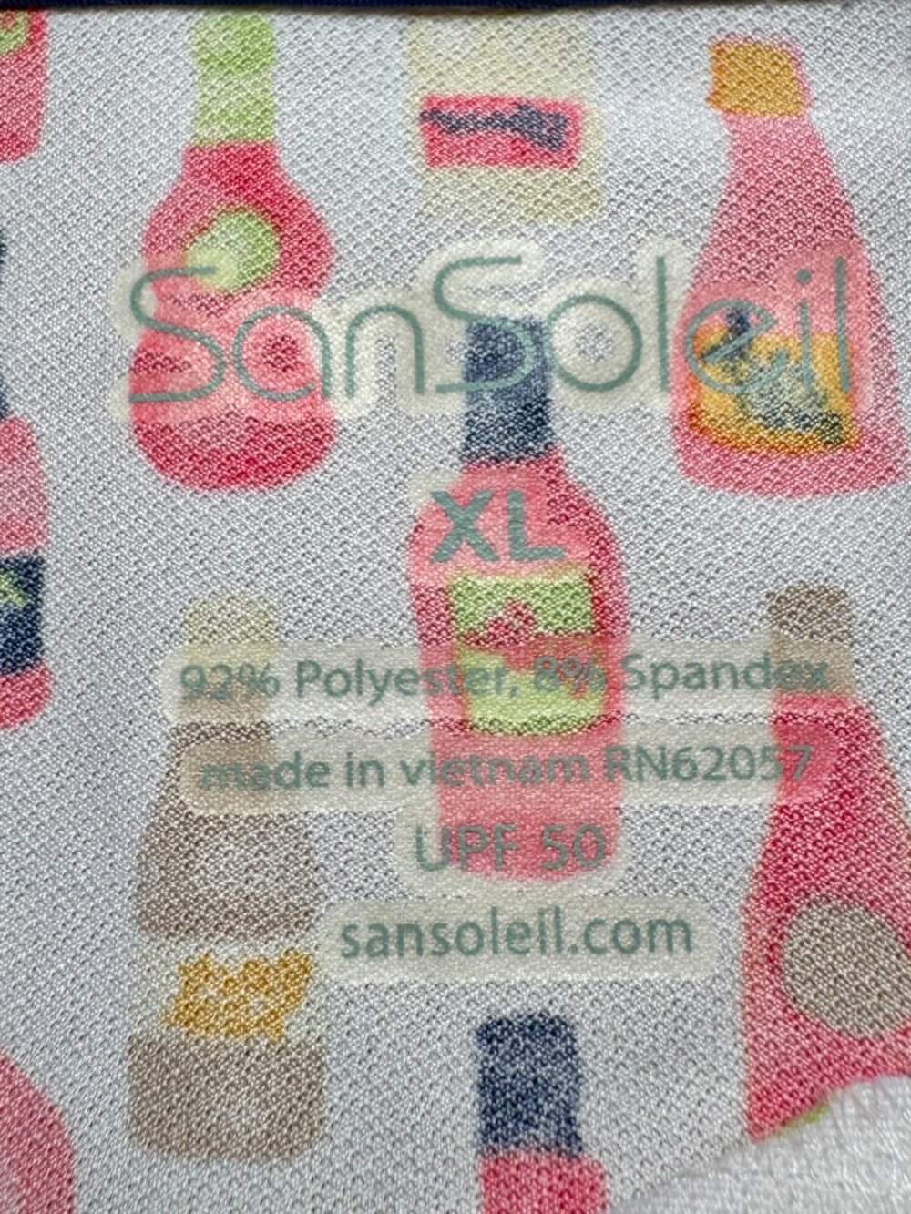 SanSoleil 1/4 Zip Women's XL Vineyard Wine Bottle Print SPF 50, Kukui ula patch - Picture 3 of 14